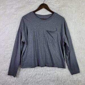 Pact Womens L‎ Heather Gray Long Sleeve Organic Cotton Tee Sustainable